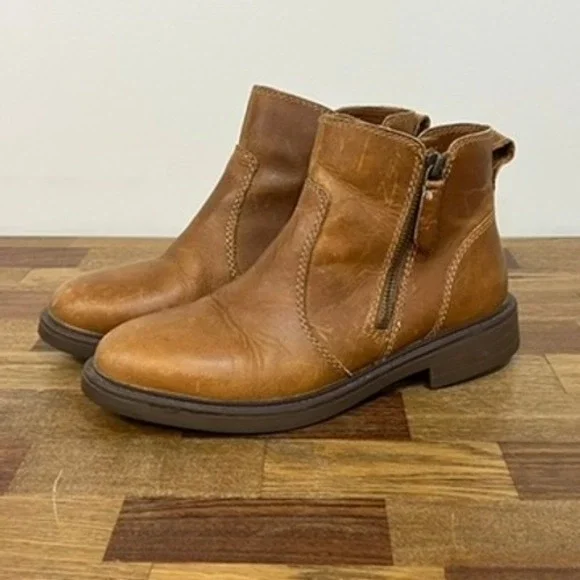 Cougar Womens Chelsea Boots 7 Brown Leather Ankle Zip Chunky Tan Zip Outerwear - Picture 2 of 16